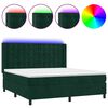 vidaXL Box spring postelja z vzmetnico LED tem. zelena 160x200cm žamet