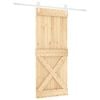 vidaXL Drsna vrata 100 x 210 cm Trdna borovina Naravna in bela