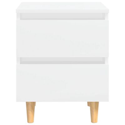 vidaXL Nočna omarica z nogami iz borovine visok sijaj bela 40x35x50 cm