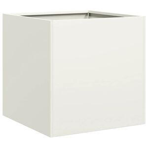 vidaXL Cvetlično korito belo 40x40x40 cm hladno valjano jeklo