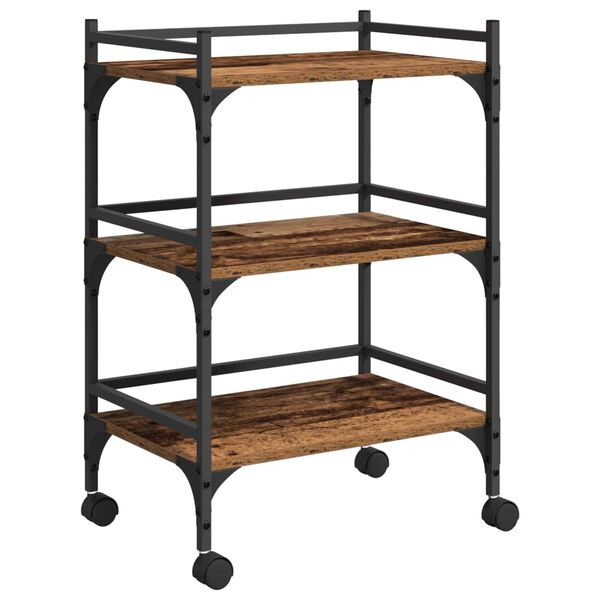 vidaXL Kuhinjski voziček Star les 50 x 35 x 75.5 cm Konstruiran les