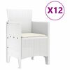 vidaXL Komplet za jedilnico v vrtu 13 pcs Bela Poli rattan in bombaž