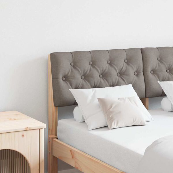 vidaXL Tapecirano vzglavje Taupe 120 cm Masivno borovo les