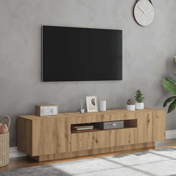 vidaXL TV omarica z LED artisan hrast 160x35x40 cm inženirski les