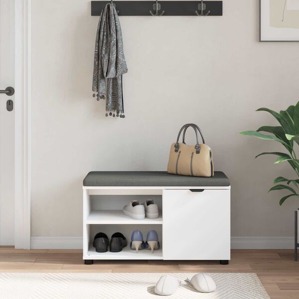 vidaXL Haldna klop z blazino Enobarvno Bela 80 x 38 x 46 cm