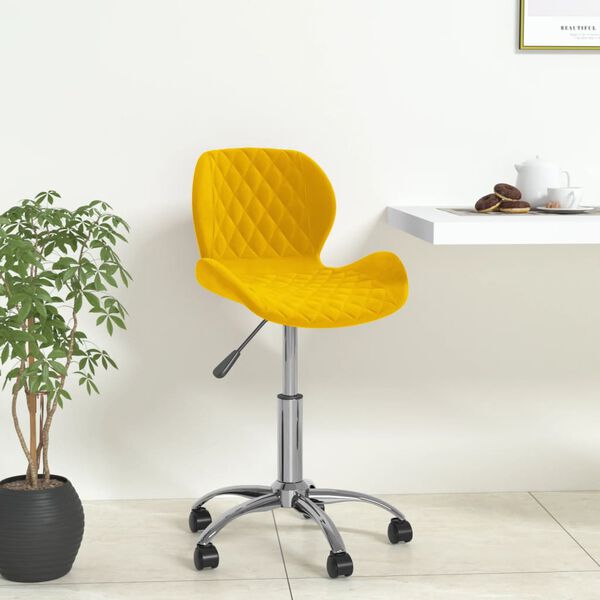 vidaXL Vrtljiv jedilni stol gorčično rumen žamet