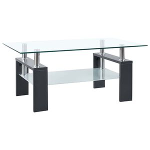 vidaXL Klubska mizica siva in prozorna 95x55x40 cm kaljeno steklo