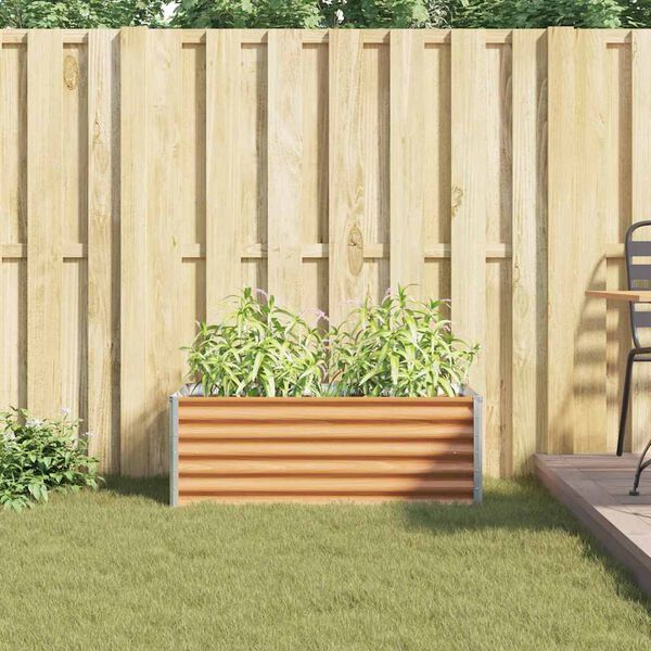 vidaXL Vrtna visoka greda Svetlo rjava 98 x 50 x 36 cm Cinkana jeklena