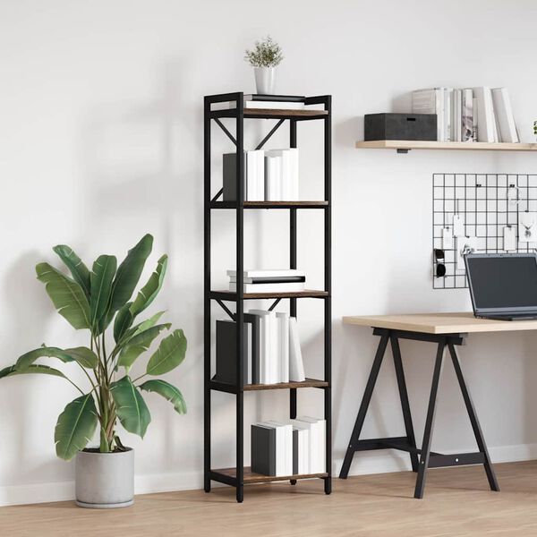 vidaXL Knjižna polica Dimljeni oreh 40 x 30 x 155 cm Konstruiran les