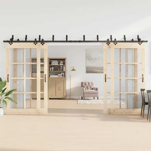 vidaXL Komplet opreme za drsna vrata 427 cm jeklo črne barve