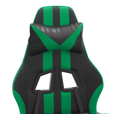 vidaXL Gaming stol črno in zeleno umetno usnje