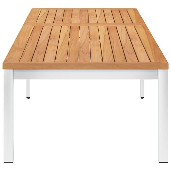 vidaXL Ležalnik z blazino trdna tikovina in nerjaveče jeklo