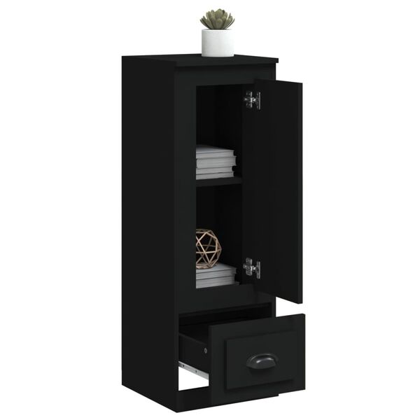 vidaXL Visoka omarica črna 36x35,5x103,5 cm inženirski les