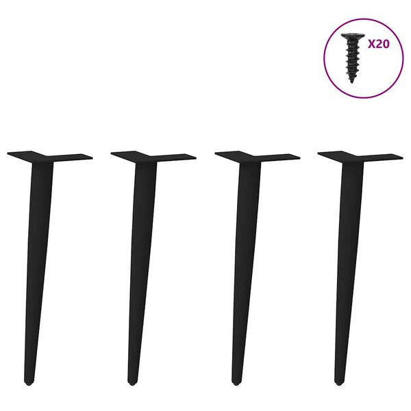 vidaXL Noge za klubsko mizico stožčaste oblike 4 kosi črne 30-31 cm jeklo