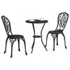 vidaXL Vrtnik Bistro Set 3 pcs Črna Aluminij