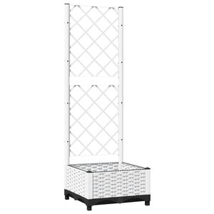 vidaXL Cvetlično korito z oporno mrežo belo 40x40x121,5 cm PP