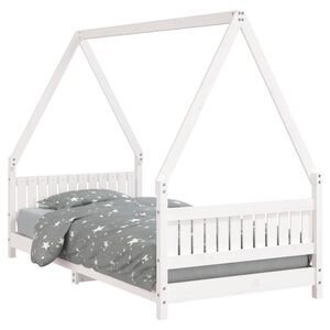 vidaXL Otro&scaron;ki posteljni okvir bel 90x190 cm trdna borovina