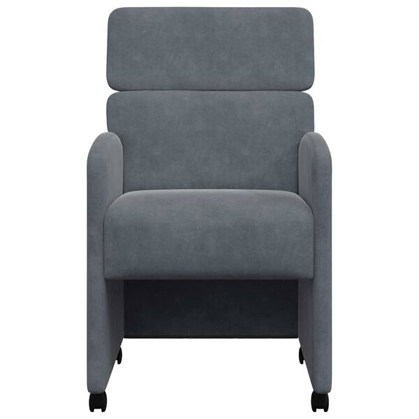 vidaXL Jedilni stoli s kolesi 2 pcs Temno siva 58 x 65 x 98 cm Žamet