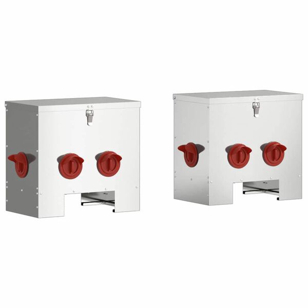 vidaXL Hranilnik za pi&scaron;čance 2 pcs srebrna 40,5 x 25 x 38 cm