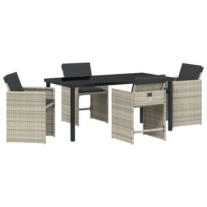 vidaXL Komplet za jedilnico v vrtu 5 pcs Svetlo siva poli ratan
