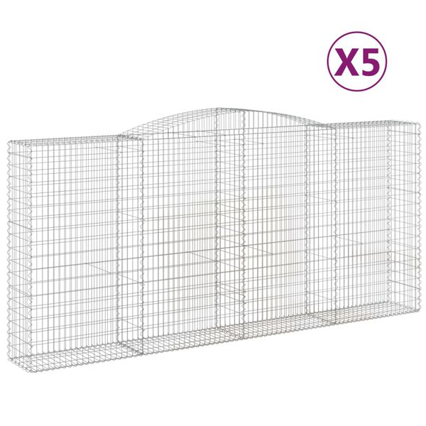 vidaXL Obokane gabion ko&scaron;are 5 kosov 400x50x180/200cm pocinkano železo