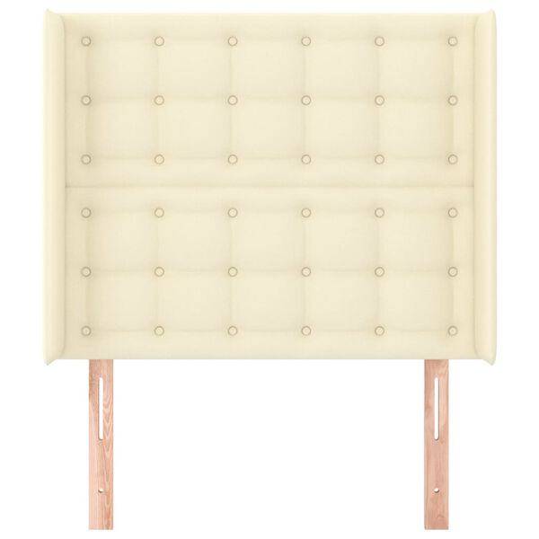 vidaXL Vzglavje z u&scaron;esi krem 103x16x118/128 cm umetno usnje