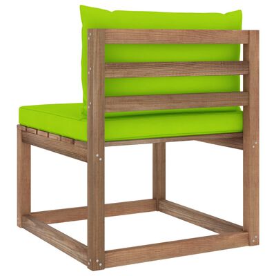 vidaXL Vrtni sredinski kavč iz palet s svetlo zelenimi blazinami