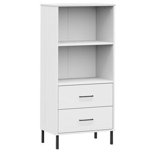 vidaXL Knjižna omara z 2 predaloma bela 60x35x128,5 cm trden les OSLO