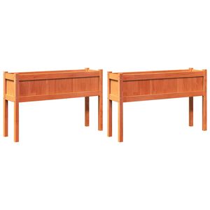 vidaXL Vrtno cvetlično korito 2 kosa z nogami vo&scaron;čeno rjava borovina