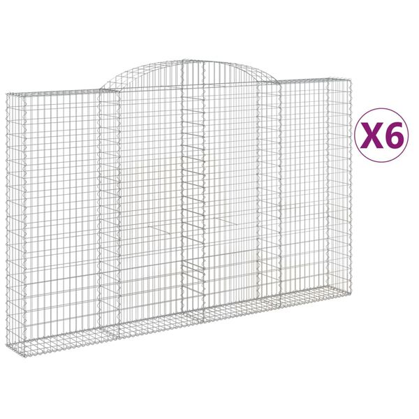 vidaXL Obokane gabion košare 6 kosov 300x30x180/200cm pocinkano železo