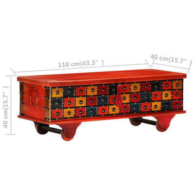 vidaXL Škatla za shranjevanje rdeča 110x40x40 cm trden akacijev les