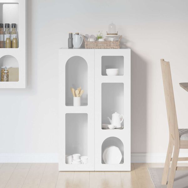 vidaXL Strani &scaron;al Visok sijaj bela 59 x 35 x 100,5 cm Konstruiran les