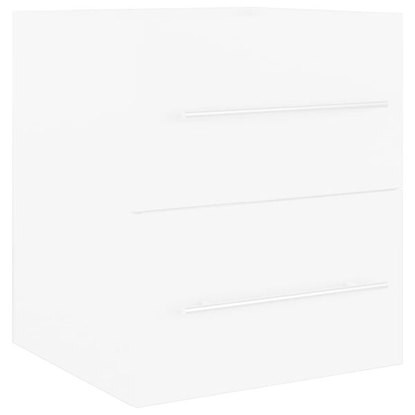 vidaXL Omarica za umivalnik z vgradnim umivalnikom bela inženirski les