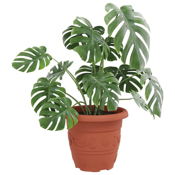 vidaXL Okrogli cvetlični lonec 24 pcs Kamnito rdeča &Oslash; 26 x 21.5 cm