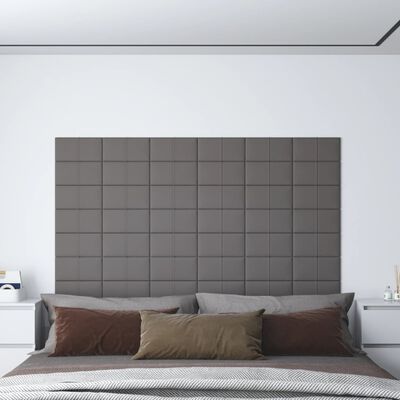 vidaXL Stenski paneli 12 kosov svetlo sivi 30x15 cm blago 0,54 m²