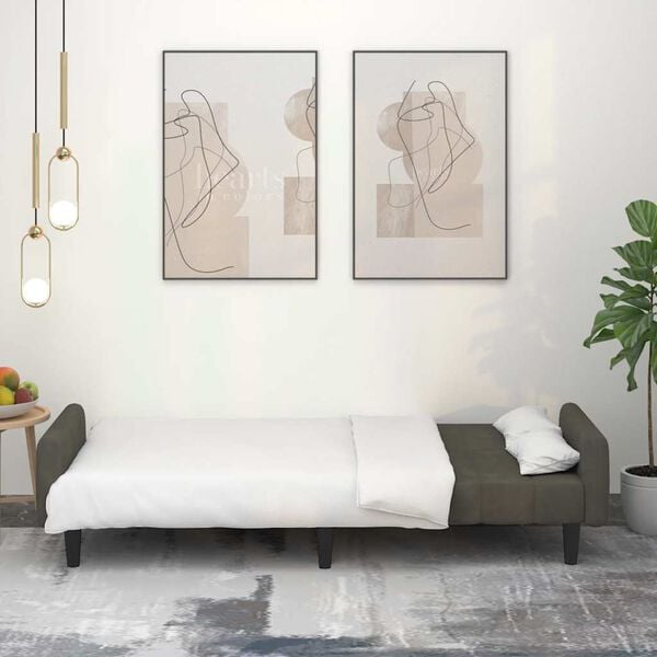 vidaXL Kavč dvosed z ležiščem temno siv žamet