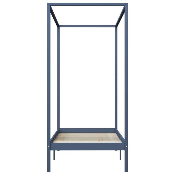 vidaXL Posteljni okvir z baldahinom in 2 predaloma borovina 90x200 cm