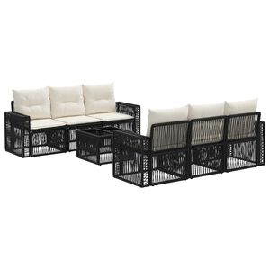 vidaXL Vrtna sedežna garnitura 7 kos Črna 55 x 55 x 37 cm poli ratan