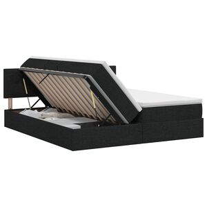 vidaXL Postelja s shranjevanjem z vzglavjem 2 kos Črna Umjetno usnje