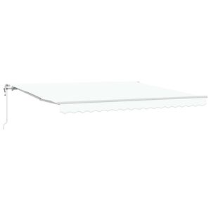 vidaXL Vlečna tenda Bela 400 &times; 350 cm Tkanina in aluminij