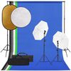 vidaXL Komplet za foto studio z lučmi, ozadjem in odbojnikom