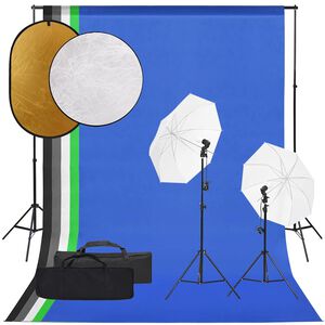 vidaXL Komplet za foto studio z lučmi, ozadjem in odbojnikom