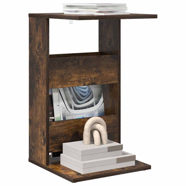 vidaXL Stranska miza Dimljeni oreh 40 x 35 x 60,5 cm Konstruiran les