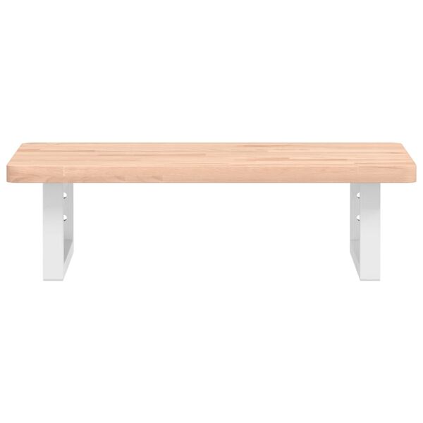 vidaXL Stenska polica za umivalnik jeklo in trdna bukovina