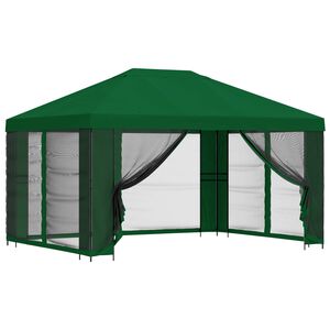 vidaXL Vrtni gazebo s stranskimi stenami 4 &times; 3 m Zelena