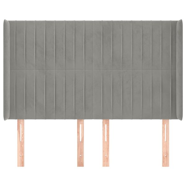 vidaXL Vzglavje z u&scaron;esi svetlo sivo 147x16x118/128 cm žamet