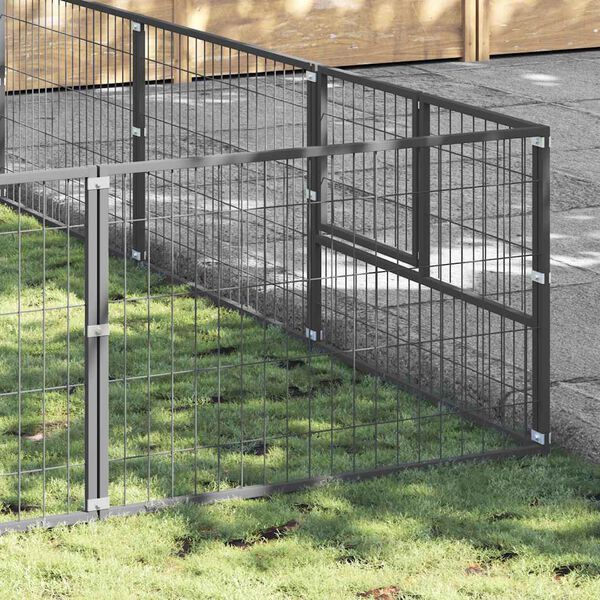 vidaXL Pasji boks srebrn 36 m&sup2; jeklo