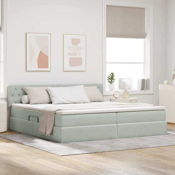 vidaXL Postelja z dodatnim prostorom za shranjevanje in LED osvetlitvijo