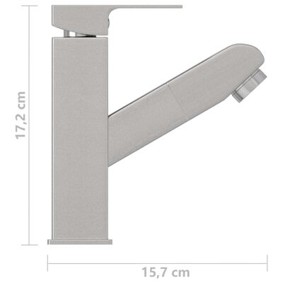 vidaXL Kopalniška armatura za umivalnik izvlečna srebrna 157x172 mm