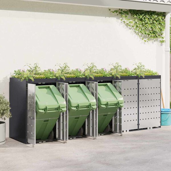 vidaXL Shranjevanje kolesnega zaboja za 3 zaboje Antracit